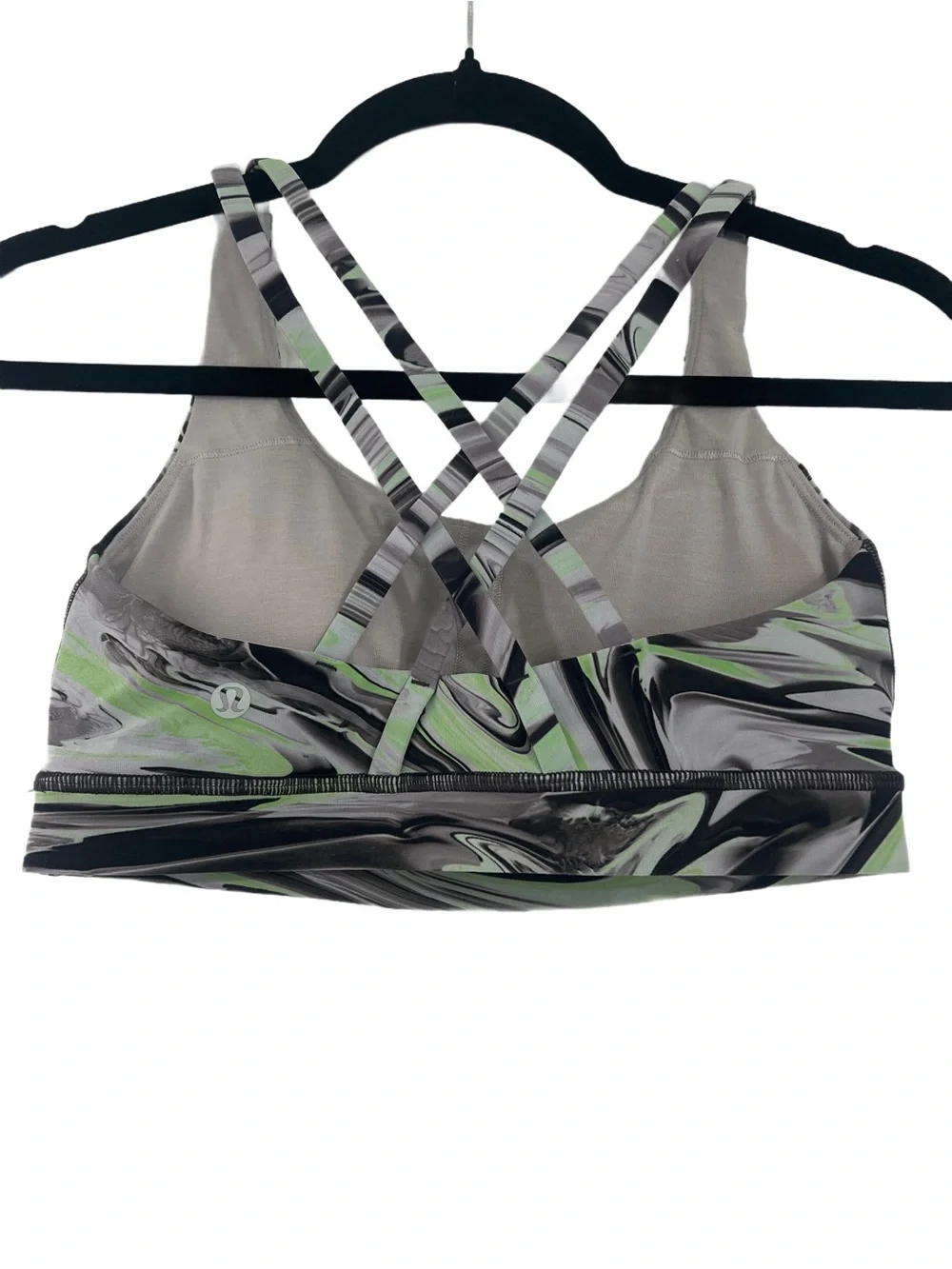 lululemon athletica Marble-Print Sports Bra in Black, Gray & Green